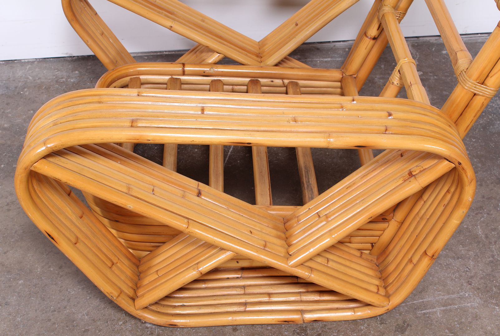 Paul Frankl Style Bamboo Chair Ottoman Mid Century Modern Patio Garden Rattan